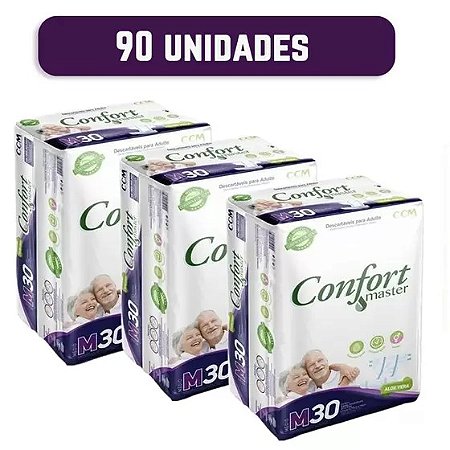 Fralda Geriátrica Confort Master M 90 unid - Kit 3 Pacotes
