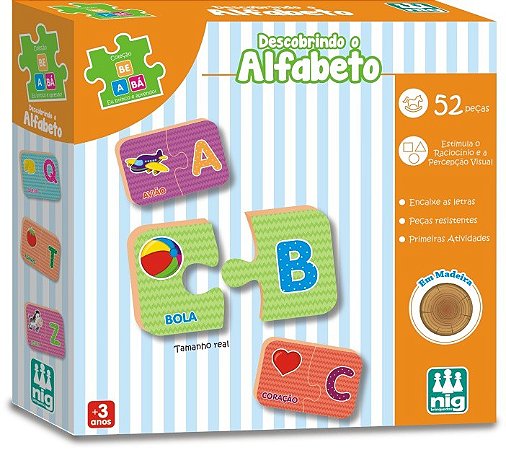 Jogo Educativo 2 Em 1 Alfabeto Em Madeira - Pais & Filhos