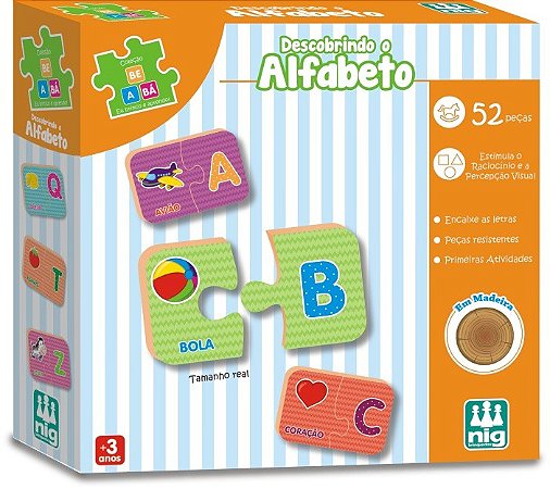 Jogo Educativo Crescer Alfabeto 48 Letras Em Madeira Nig