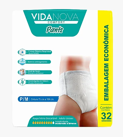 Fralda Geriátrica Vida Nova Pants Confort P/M c/ 32 unid