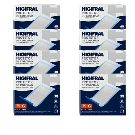 Kit Protetor de Colchão Higifral Descartável Casal 8 Pacotes