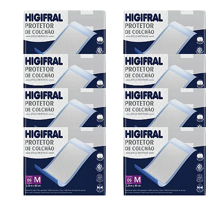 Kit Protetor de Colchão Higifral Descartável Solteiro 8 Pacotes