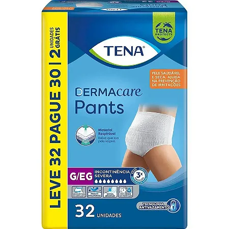 TENA PANTS DERMACARE TAMANHO G/EG - 32 UNIDADES