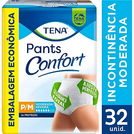 TENA PANTS CONFORT TAMANHO P/M - 32 UNIDADES