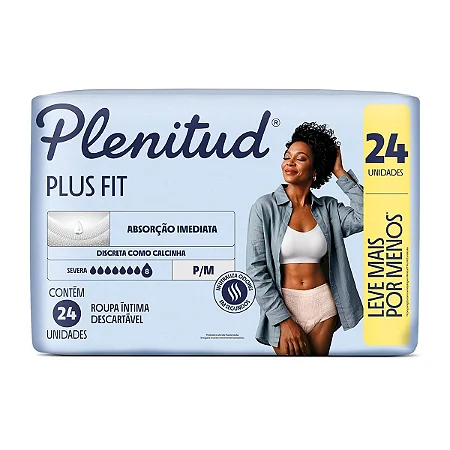 Roupa Íntima Plenitud PLUS FIT P/M - 24 Unidades