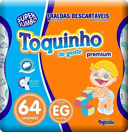 Fralda Toquinho Premium Tamanho EG Com 64 unidades