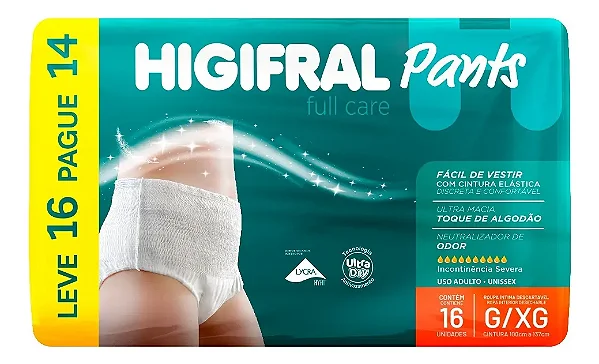 Fralda Higifral Pants Tamanho G/XG - 16 unidades