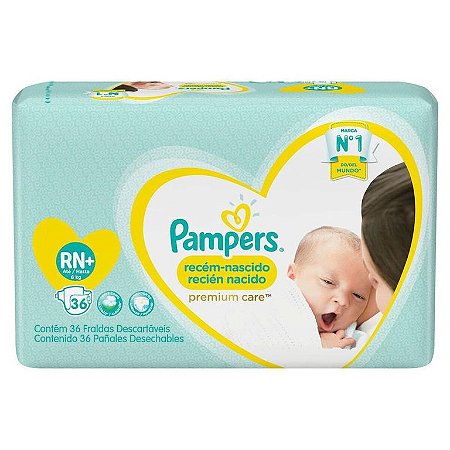 Fralda Pampers Premium Care Recém Nascido - Tamanho RN+ - 36 Unidades