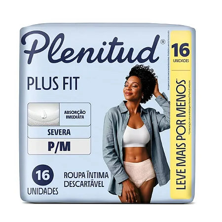 Roupa Íntima Plenitud PLUS FIT P/M - 16 Unidades