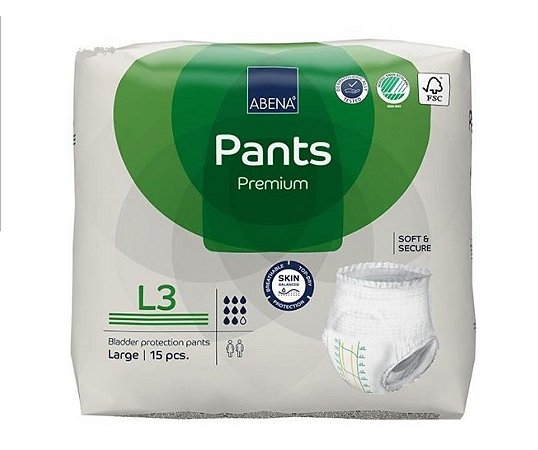 (Nova) Fralda ABENA Pants Premium - Tamanho L3 - 15 unidades