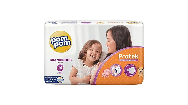 Fralda Pom Pom Protek Baby Tamanho Grandinhos - 14 Unidades