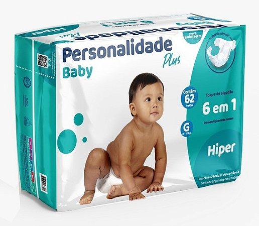 Fralda Personalidade Baby Plus - Tamanho G - 62 unidades