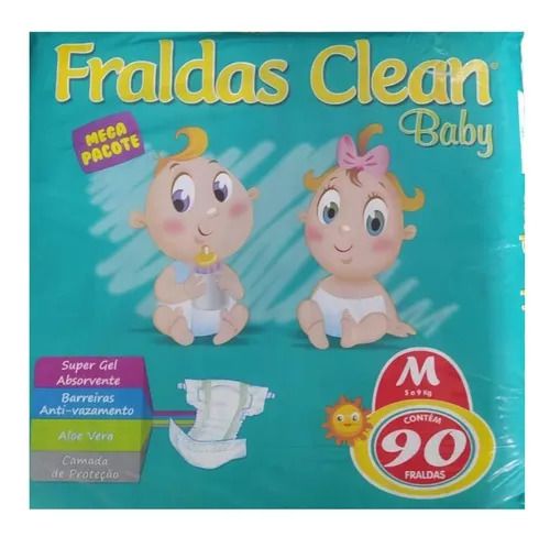 Fralda Infantil Clean Baby Tam M com 90 unid.