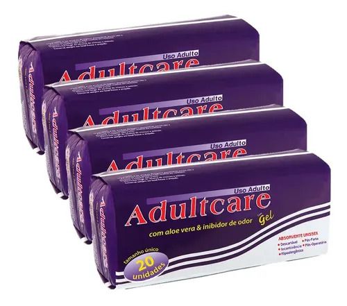 Absorvente Adultcare Geriátrico Unissex Com 80 Unidades kit 4 Pacotes