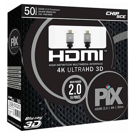 Cabo Hdmi 50M 2.0 Premium 4K Ultra HD 19 Pinos