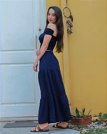 saia rodada azul royal