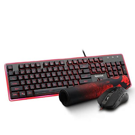 Kit Gamer Redragon Teclado, Mouse e Mousepad - S107