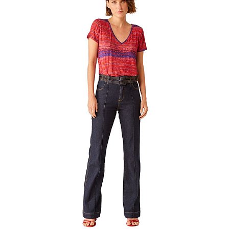 Calça Jeans Escuro Feminino Com Cinto - Sacada