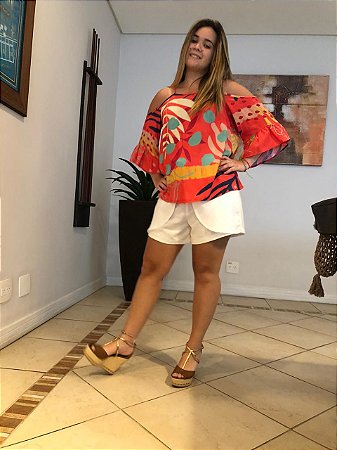 Maravilhoso Tecido Estampado Blusa Feminina
