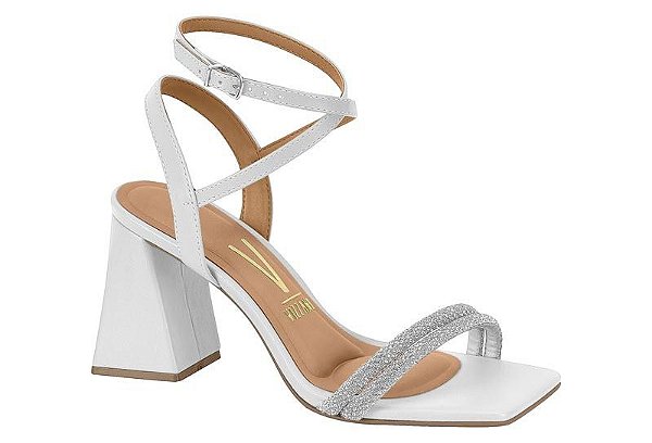SANDALIA FEMININA VIZZANO SALTO BLOCO TIRAS STRASS