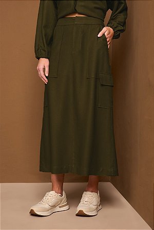 SAIA MIDI YEXX COM BOLSOS | NO TECIDO MALHA MOLETOM SEM ELASTANO.