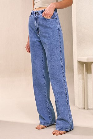 CALÇA FEMININA WIDE LEG YEXX AZUL MÉDIO