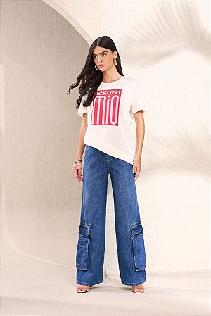 CALÇA FEMININA CARGO YEXX AZUL JEANS