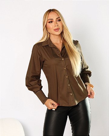 CAMISA BOTÕES EM ALFAIATARIA TECIDO TRICOLINE COM ELASTANO