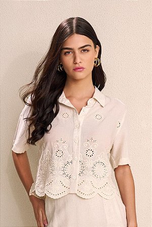 CAMISA FEMININA FASHION BORDADA YEXX