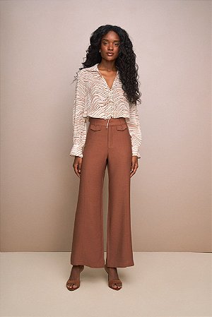 CALÇA FEMININA ALFAIATARIA YEXX DETALHE LAPELA