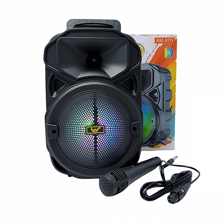 Caixa de Som Karaokê sem fio Bluetooth LED RGB com Microfone 30W Altomex AM-870