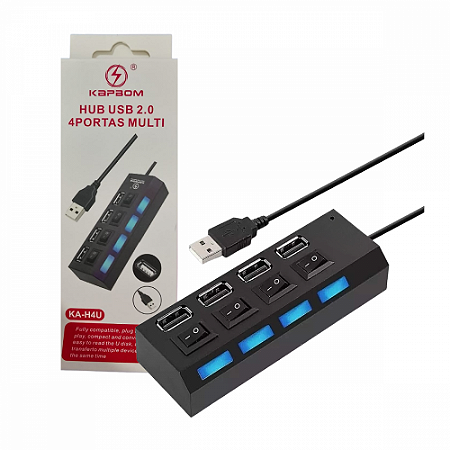 Extensor Adaptador Hub USB 4 Portas Kapbom KA-H4U