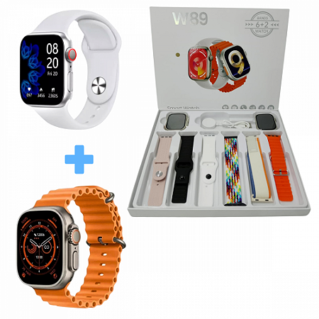 Relógio Inteligente Smartwatch 49mm com 02 Relógios e 06 Pulseiras Kapbom W89