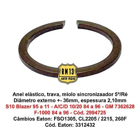 Trava Anel Miolo Sincroniza 5ª Ré S10 Blazer Acd 10/20 F1000