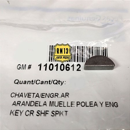 Chaveta Engrenagem Polia Virabrequim GM Chevrolet 11010612