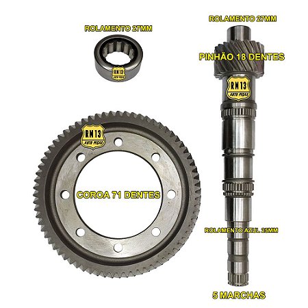 Kit Coroa Pinhão Rolamento GM F17 Após 05 71x18 3,94 27mm