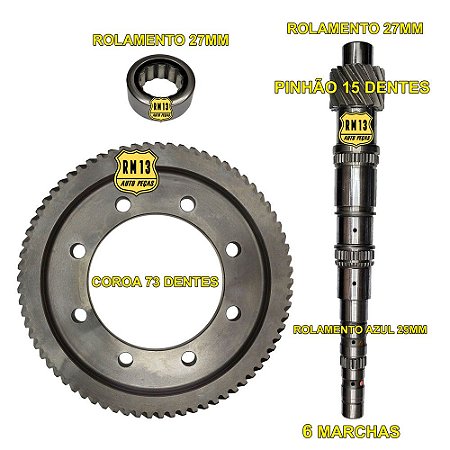 Kit Coroa Pinhão Rolamento GM F17 73x15x27 4,87 6Marcha Genu