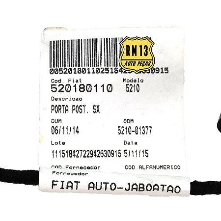 Chicote Eletrica Porta Traseira Esquerda JEEP 52018011