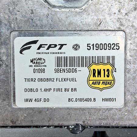 Modulo Central Injeção FIAT Doblo 1.4 8V Flex 10a15 51900925
