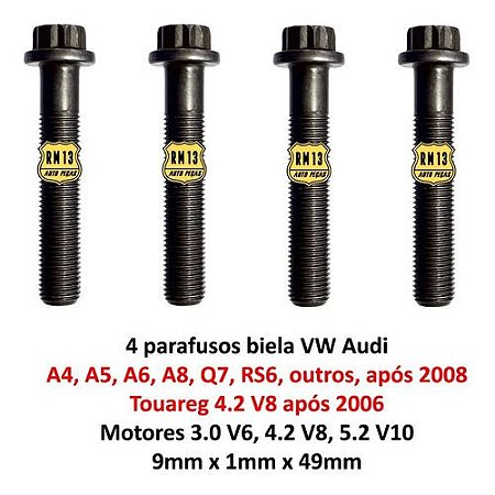 4 Parafusos Biela Touareg Audi 3.0 V6 4.2 V8 5.2 V10 9mm