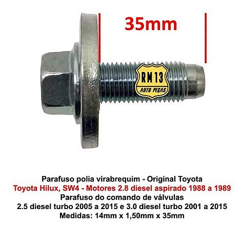 Parafuso Polia Virabrequim Toyota Hilux 2.8 88 A 89 Original
