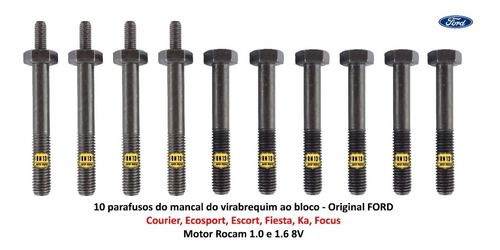 10 Parafusos Bloco Mancal Ka Fiesta Focus Ecosport Rocam