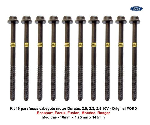 10 Parafusos Cabeçote Duratec Ecosport Focus Fusion Mondeo