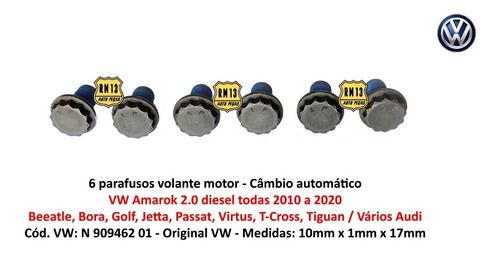 6 Parafusos Volante Motor Beeatle Virtus T-cross Audi Aut.