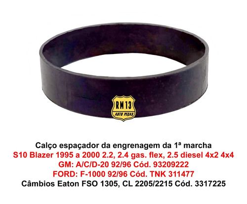 Calço Espaçador Engrenagem 1ª Marcha S10 Blazer Ac20 F1000