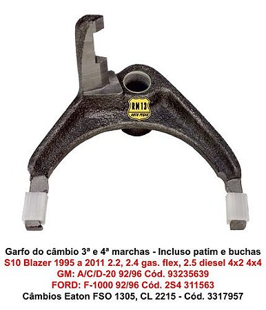 Garfo Seletor Câmbio 3ª 4ª S10 Blazer 95-11 Ac20 F1000 94-96