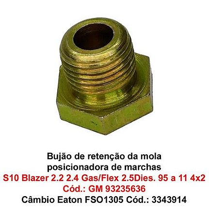 Bujão Tampão Retenção Mola Posicionador Marchas S10 Blazer