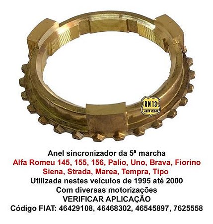 Anel Sincronizador 5 Palio Marea Tipo Tempra Strada 95a00
