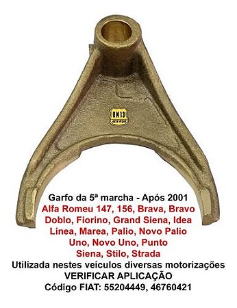 Garfo 5ª Marcha Palio Uno Doblo Idea Punto Stilo Strada Siena Bravo Linea Após 2001 Fire Etorq Fgp