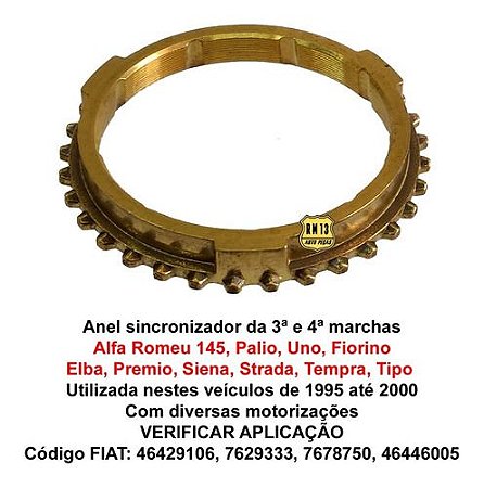 Anel Sincronizador 3 4 Palio Marea Tipo Tempra Strada 95a00